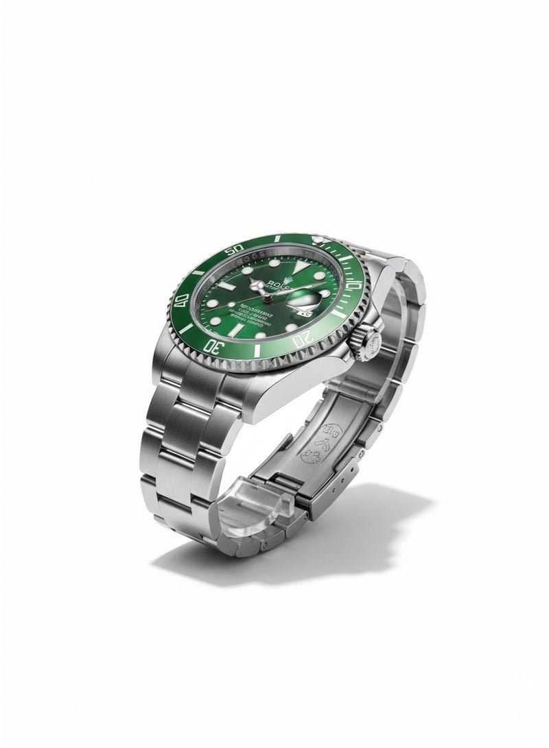 Rolex Submariner Date Stainless Steel Watch with Green Dial & Bezel - Image 3
